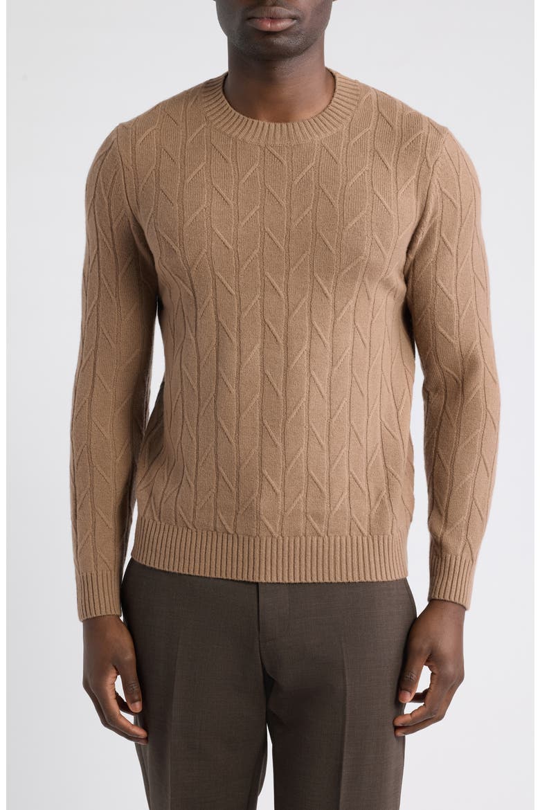 Leyton Rib Wool Sweater, Main, color, CAMEL BROWN