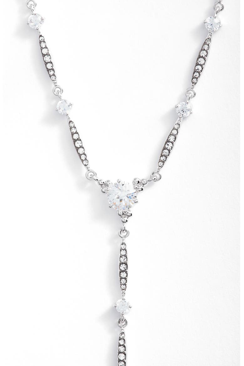 Cardamom Y-Necklace, Main, color, BLACK / SILVER