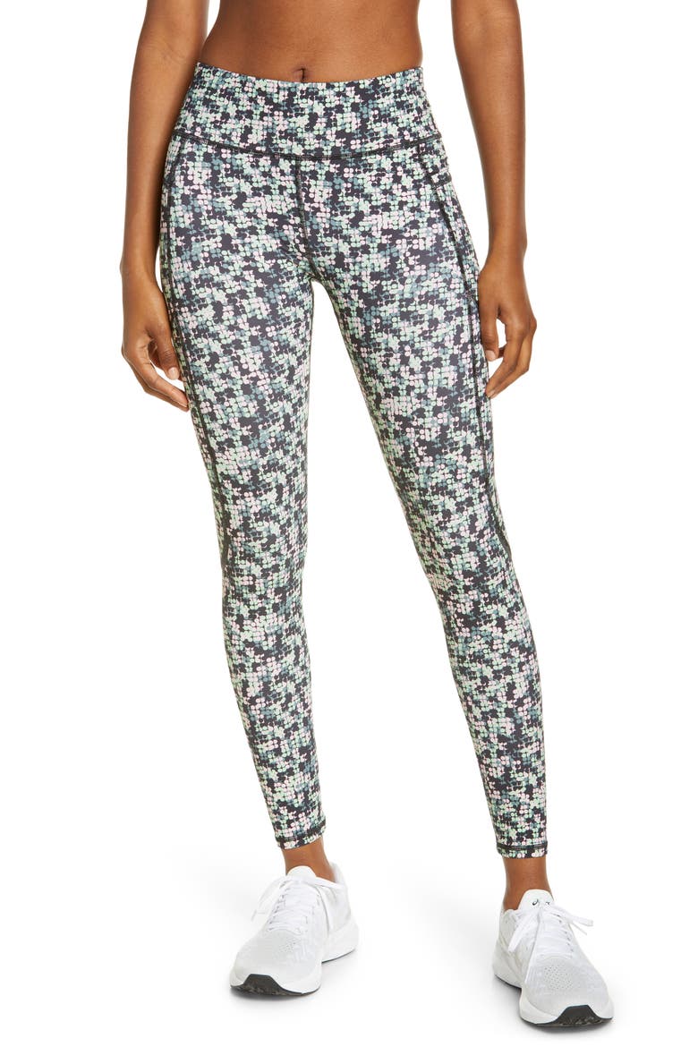 Zero Gravity Pocket 7/8 Running Leggings, Main, color, GREEN SB OVERLAY PRINT