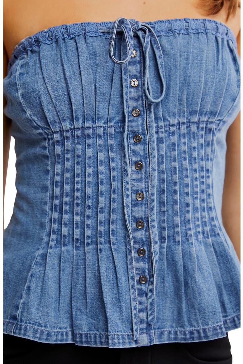 Wink Wink Denim Strapless Top, Alternate, color, MEDIUM WASH
