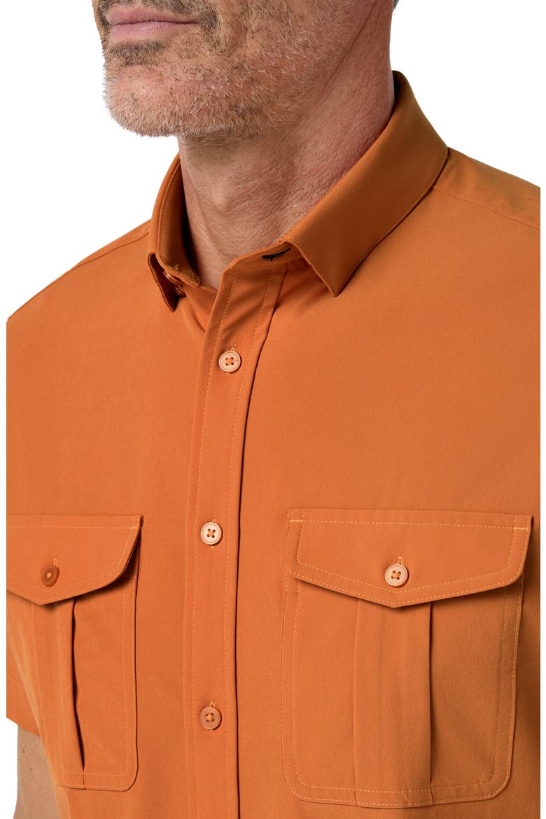 Leeward Tailgate Short Sleeve Button Up Shirt, Alternate, color, BURNT ORANGE