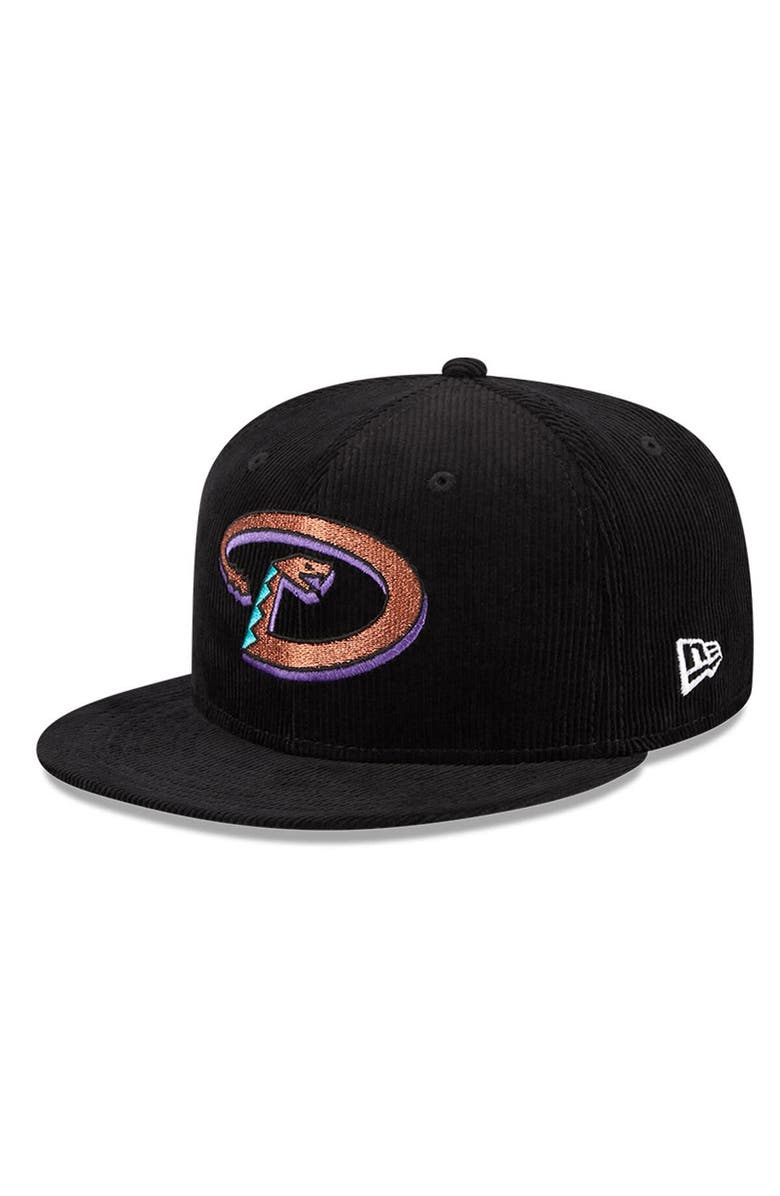 New Era Men's New Era Black Arizona Diamondbacks Throwback Corduroy 59FIFTY Fitted Hat, Alternate, color, 