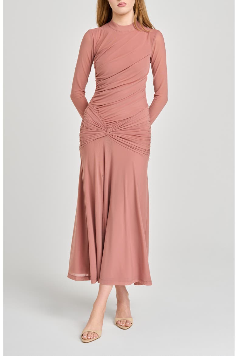 Selene Ruched Long Sleeve Dress, Main, color, ROSE
