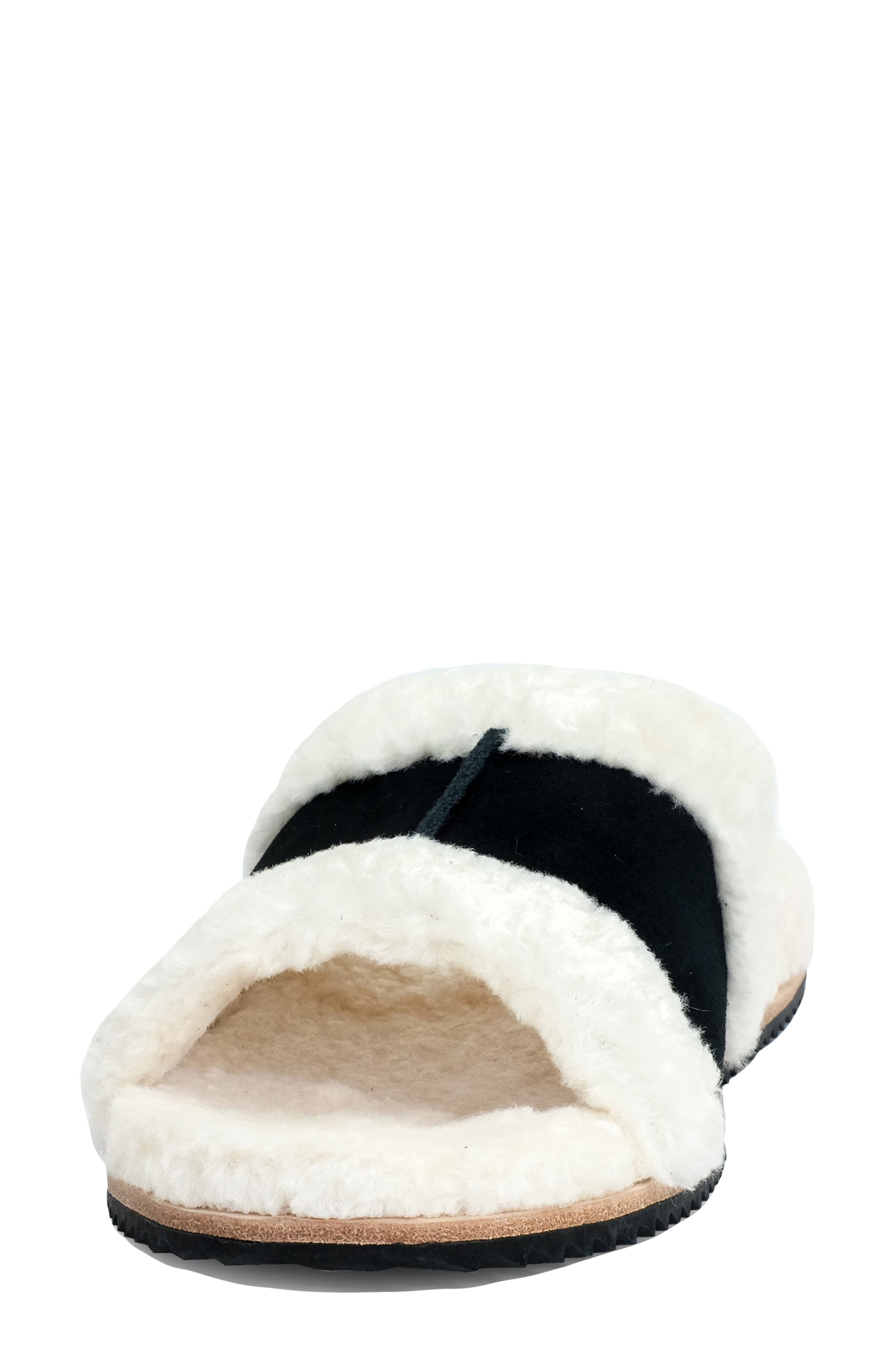 Revitalign Clara Orthotic Faux Fur Lined Slide Slipper, Alternate, color, Black