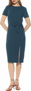 Alexia Admor Zyra Short Sleeve Tie Waist Sheath Dress