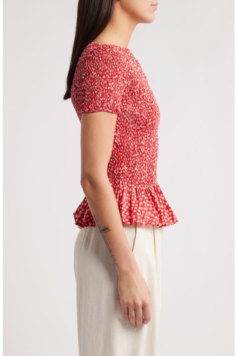 Deboni Smocked Peplum Top, Alternate, color, ALLURA FLORAL - RED