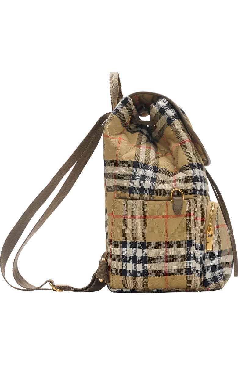 Burberry Horseshoe Check Corduroy Backpack, Alternate, color, Sand