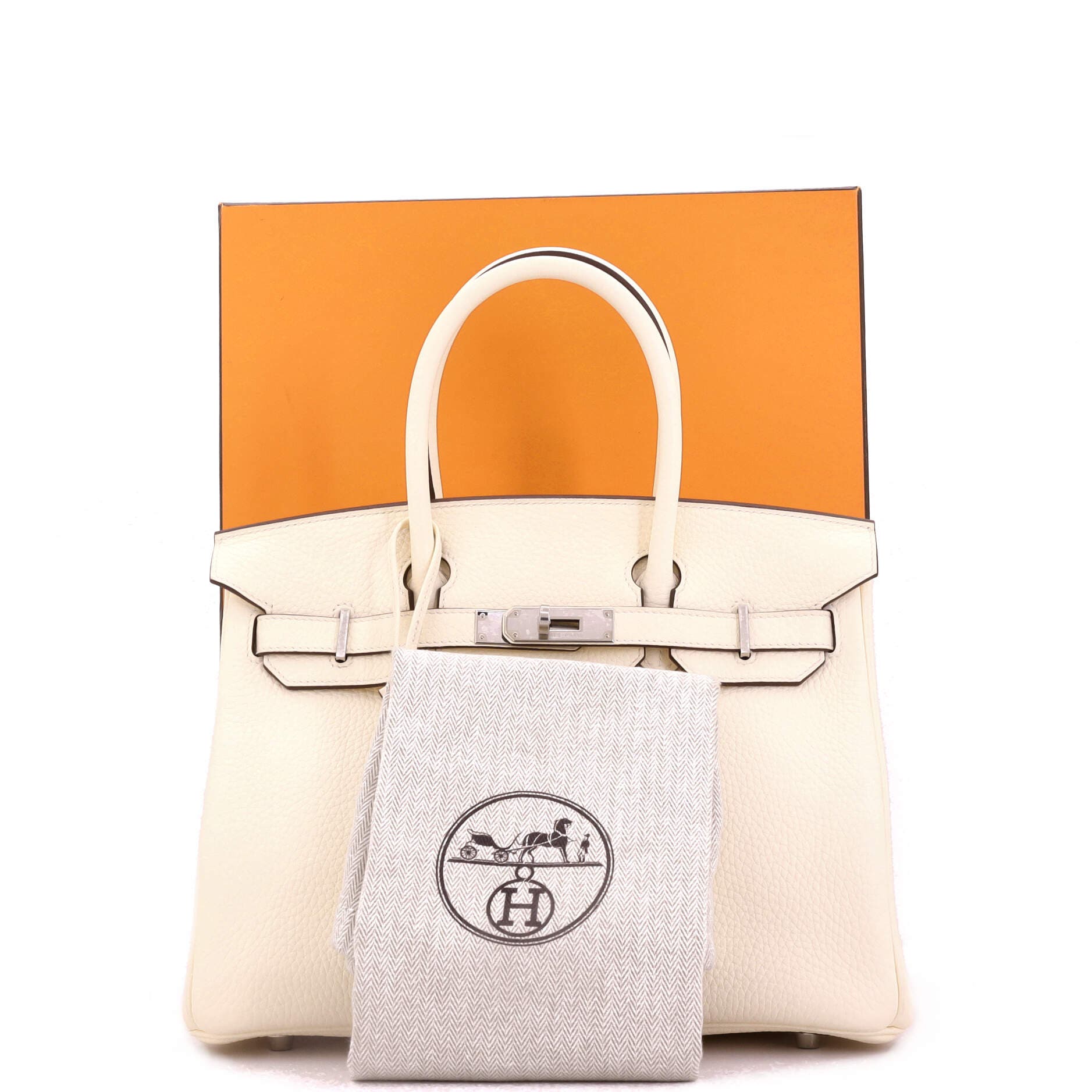 Pre-Owned Hermes Birkin Handbag Light Clemence with Palladium Hardware 30, Alternate, color, Nata