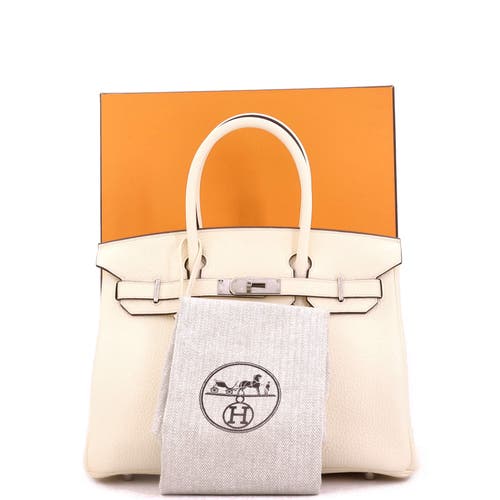 Pre-owned Hermes  Hermes Birkin Handbag Light Clemence With Palladium Hardware 30 In Neutral
