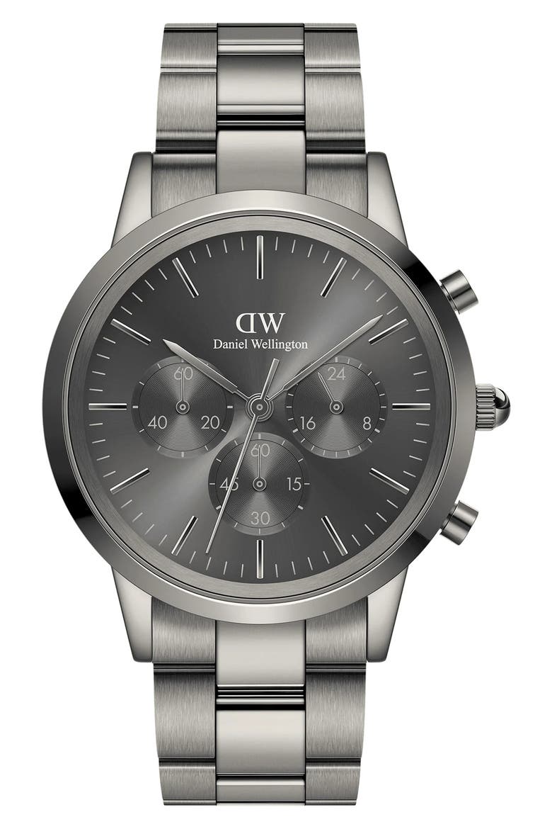 Iconic Link Chronograph Bracelet Watch, 42mm, Main, color, GREY