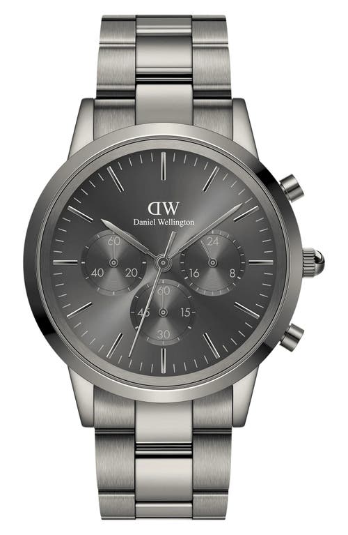 Daniel Wellington Iconic Link Chronograph Bracelet Watch, 42mm In Silver