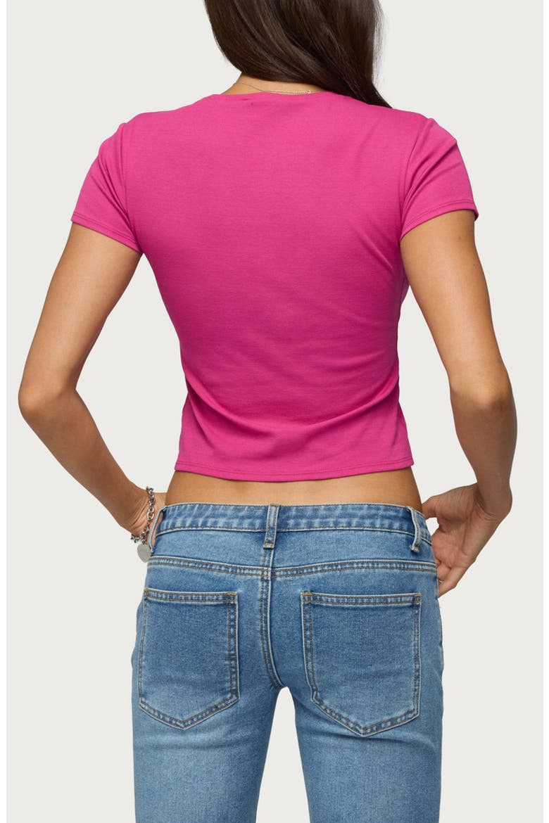 Sirenna Crop Stretch Cotton T-Shirt, Alternate, color, RASPBERRY