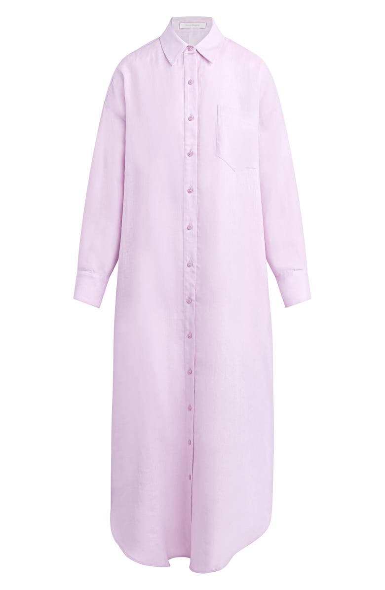 Favorite Daughter The Ex-Boyfriend Long Sleeve Linen Maxi Shirtdress, Alternate, color, Wisteria Musk