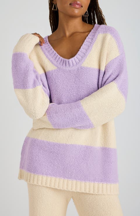 Open Stitch V-Neck Pullover