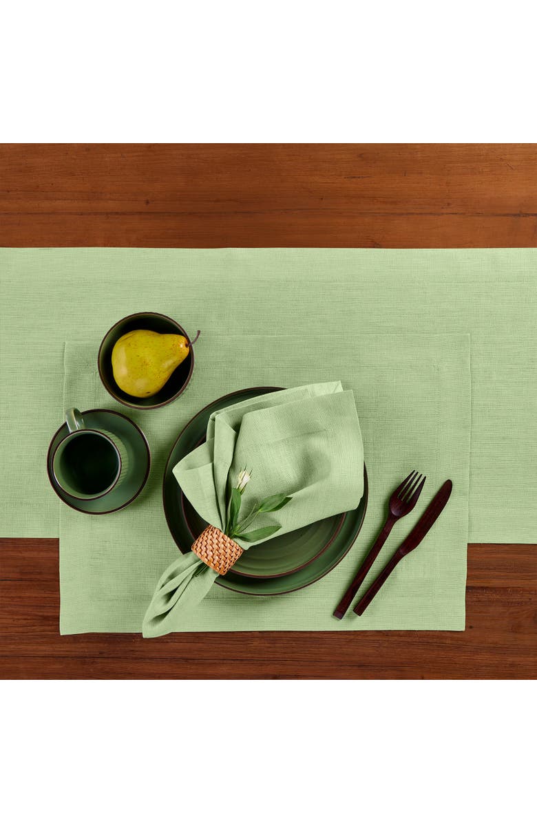 Solino Home Linen Dinner Napkins - Fete, 20" x 20", Alternate, color, Laurel Green