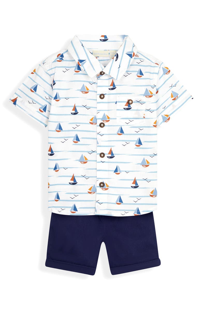 JOJO MAMAN BEBE Boat Print Shirt & Shorts, Main, color, 
