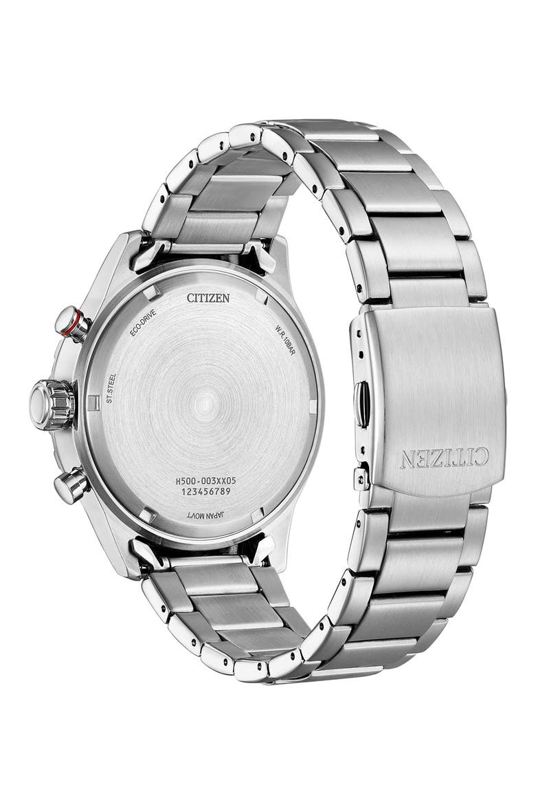 Eco-Drive Chronograph Bracelet Watch, 43mm, Alternate, color, SILVER