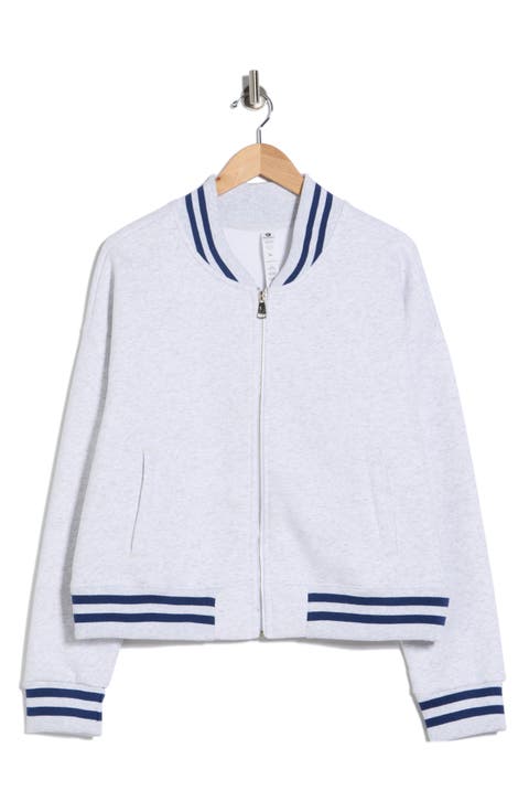 Silicone Varsity Stripe Fleece Zip Jacket
