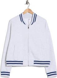 90 DEGREE BY REFLEX Silicone Varsity Stripe Fleece Zip Jacket