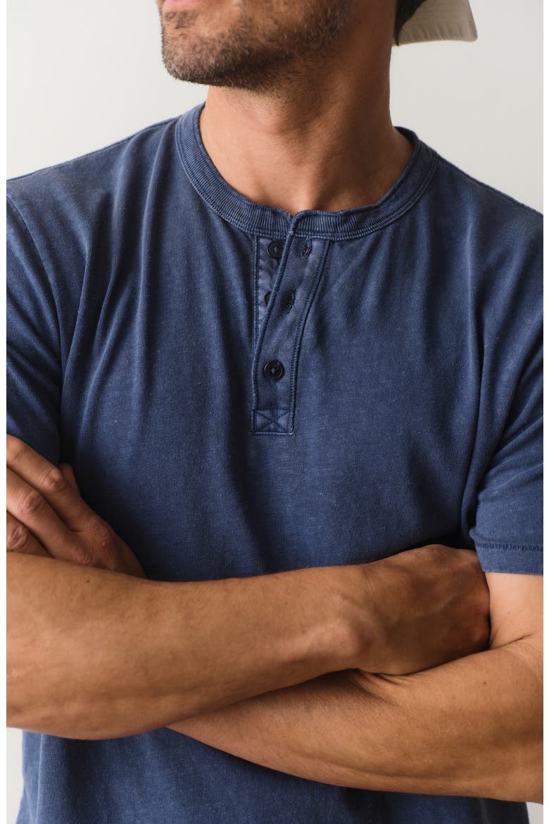 Short Sleeve Hemp & Cotton Henley, Alternate, color, VINTAGE INDIGO