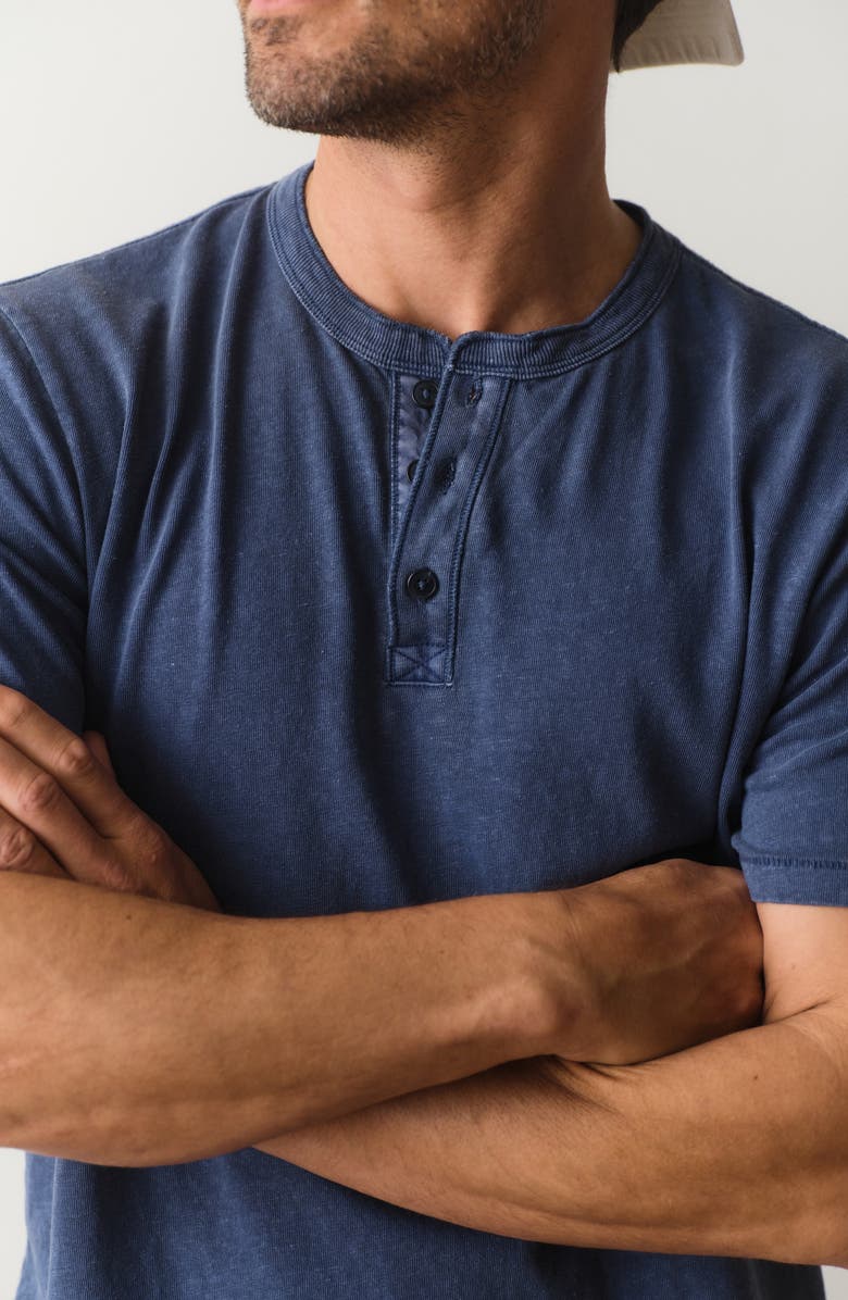 Marine Layer Short Sleeve Hemp & Cotton Henley, Alternate, color, Vintage Indigo