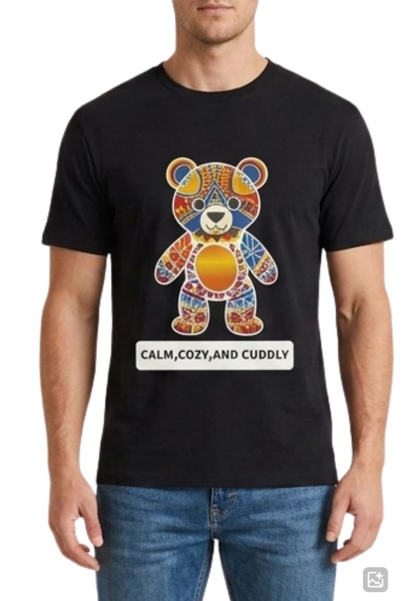 Calm, Cozy & Cuddly Graphic T-Shirt, Main, color, BLACK