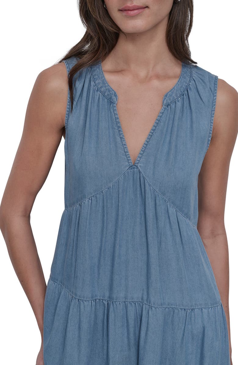 DKNY Jeans Sleeveless Tencel<sup>™</sup> Lyocell Chambray Tiered Dress, Alternate, color, Chambray