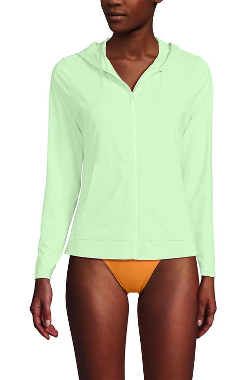 Lands' End Long Sleeve Hooded Full Zip Upf 50 Rash Guard In Icy Mint Green