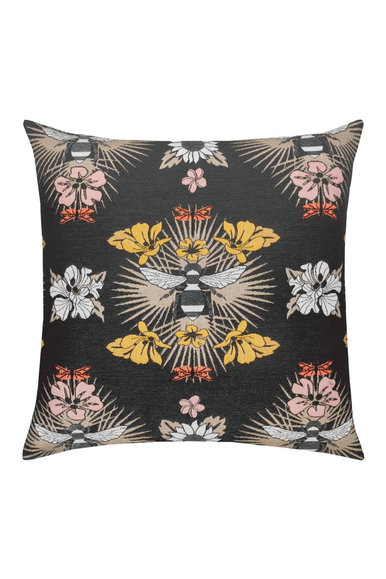 Honey Bee Jacquard Chenille accented Indoor & Outdoor Woven Accent Pillow, Main, color, Multi