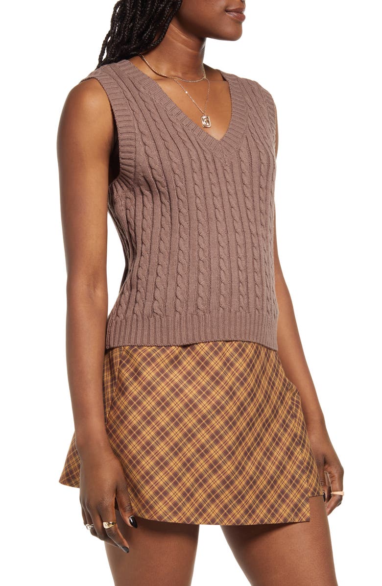 BP. Cable Knit Sweater Vest, Alternate, color,