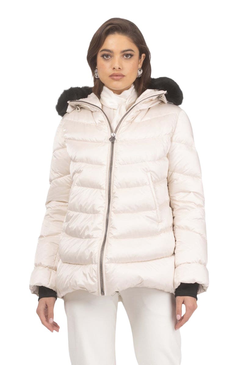 GORSKI Apres-Ski Jacket With Detachable Lamb Hood Trim, Alternate, color, Champagne/Black