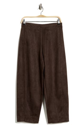 Max Studio Faux Suede Barrel Pants In Brown