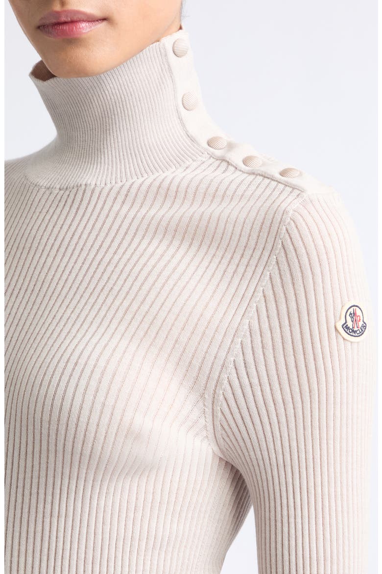 Fitted Rib Virgin Wool Turtleneck Sweater, Alternate, color, WHITE