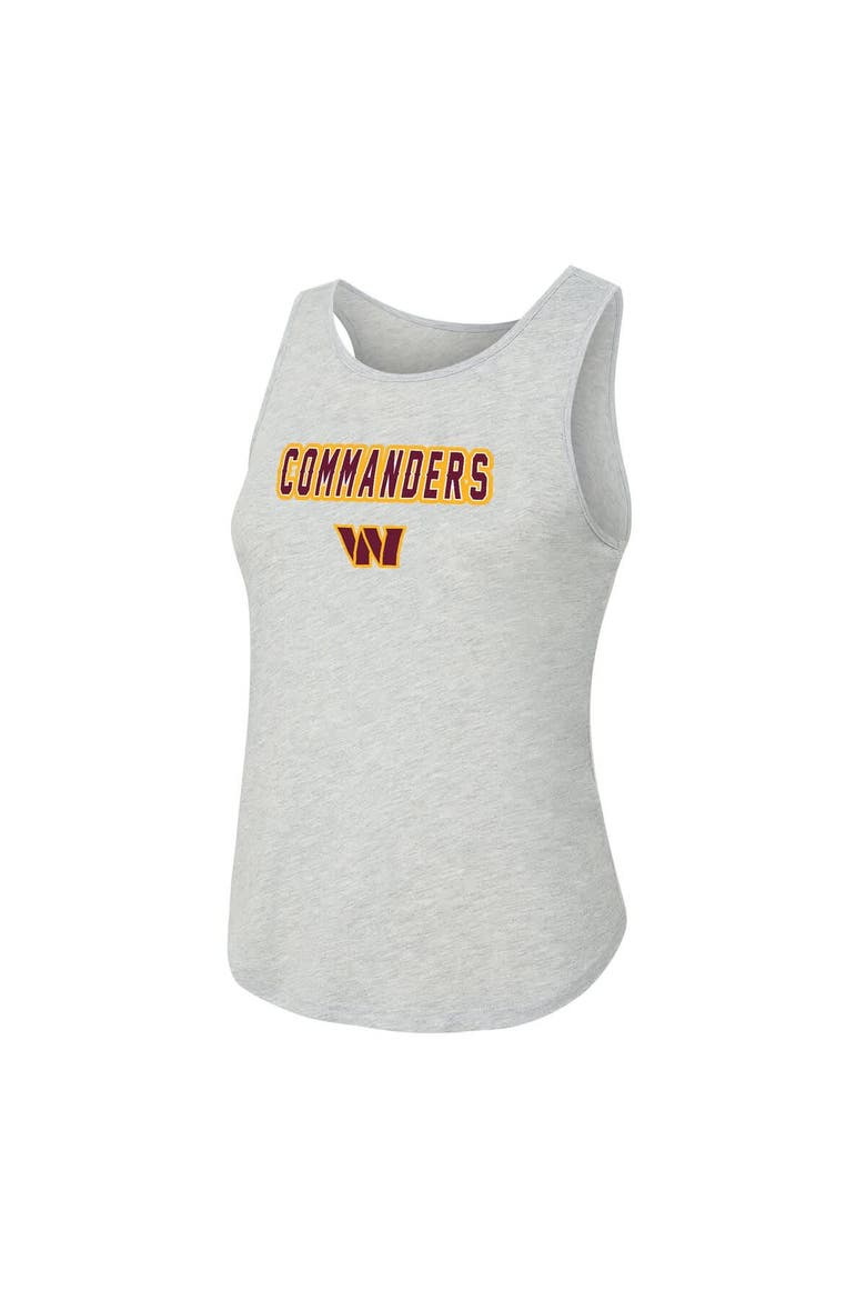 Women's Concepts Sport  Heather Gray/Burgundy Washington Commanders Regulate Plaid Tank Top & Pants Sleep Set, Alternate, color, Heather Gray