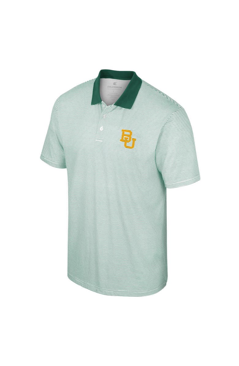 COLOSSEUM Men's Colosseum White/Green Baylor Bears Print Stripe Polo, Alternate, color, 
