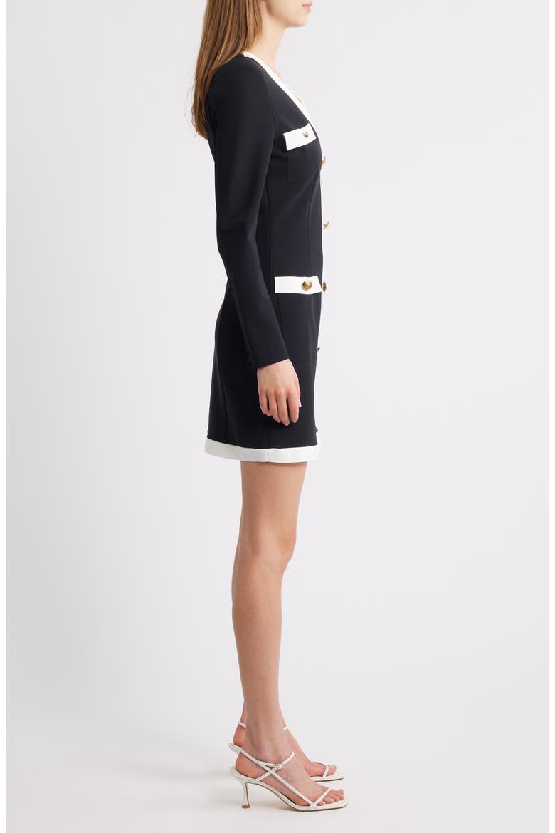 Toluke Bicolor Long Sleeve Minidress, Alternate, color, BLACK + WHITE