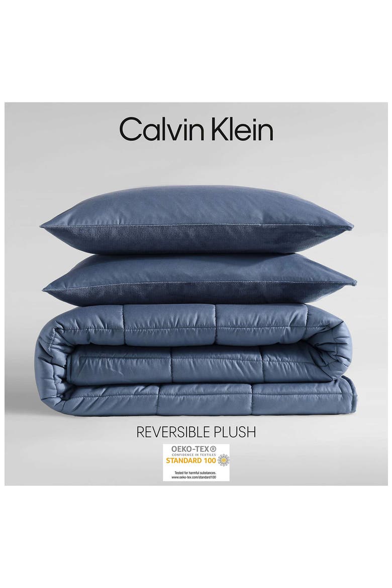 Reversible Plush Washed Microfiber Comforter Bedding Set, Alternate, color, MEDIUM / DARK BLUE