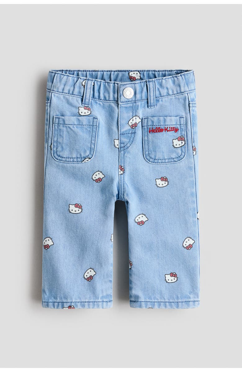 H&M Printed Jeans, Main, color, Light Denim Blue/Hello Kitty