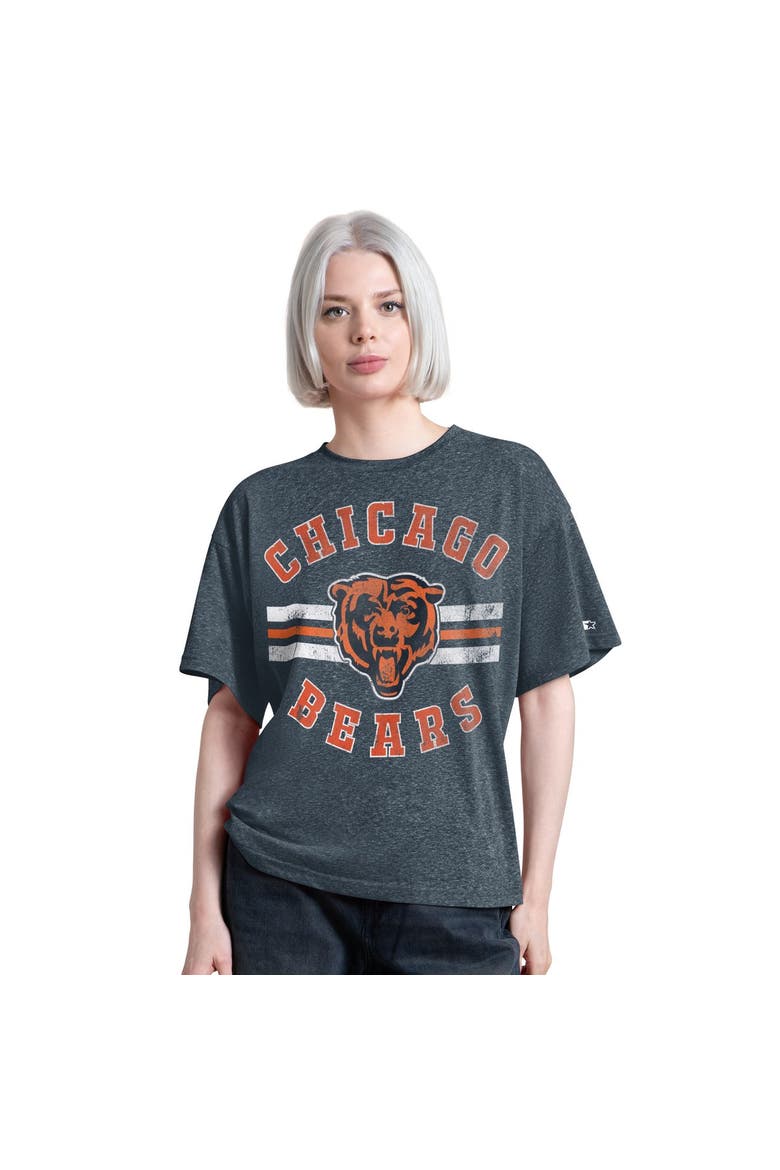 Women's Starter  Navy Chicago Bears Jump Shot Boyfriend Tri-Blend T-Shirt, Main, color, Navy