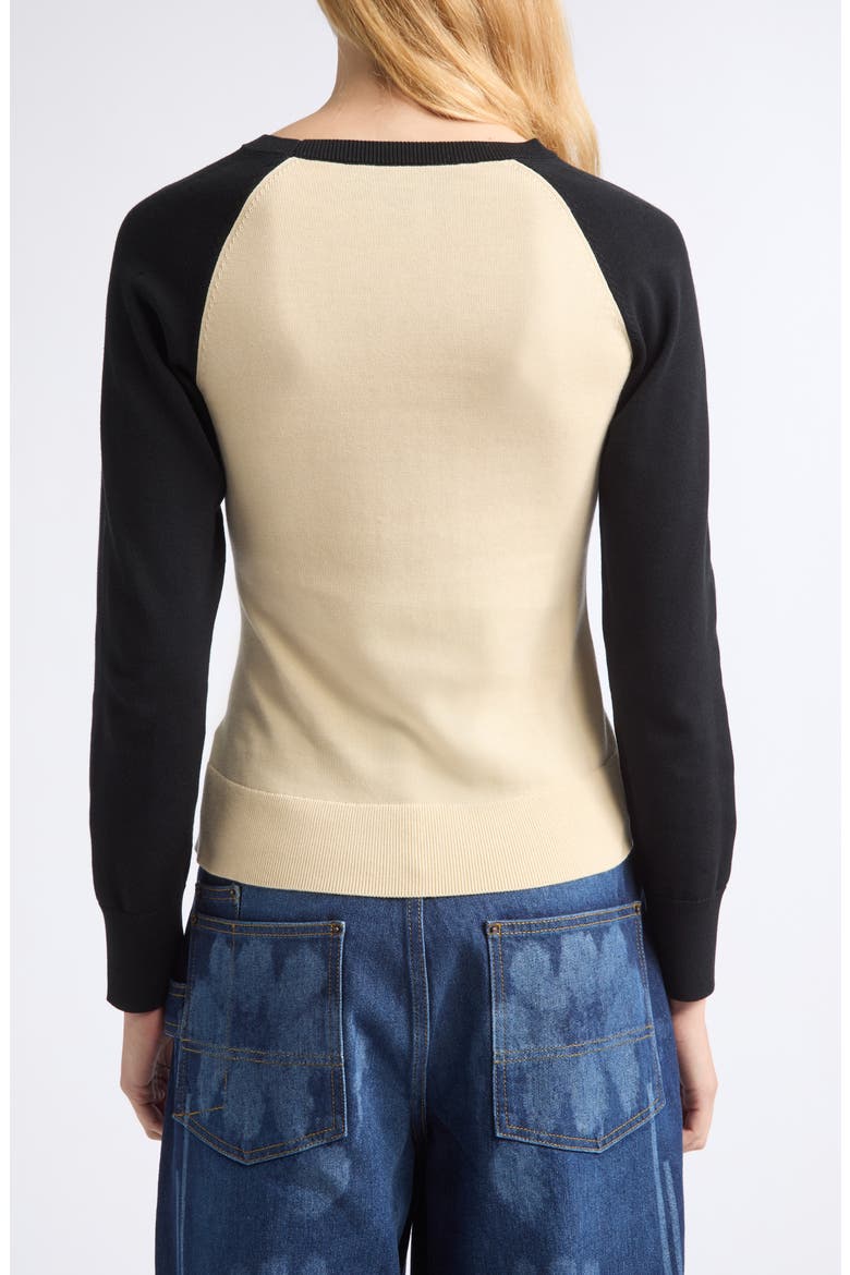 Warrior Raglan Cotton Sweater, Alternate, color, BLACK/ CREAM