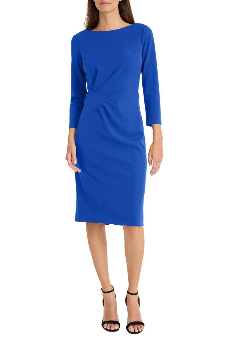 Side Pleat Midi Dress, Main, color, SODALITE BLUE