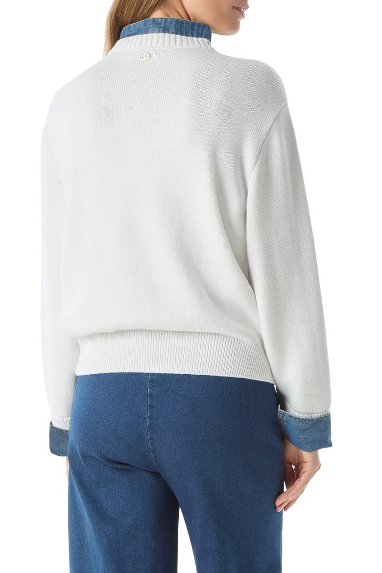 Rae Denim Detail Sweater, Alternate, color, OPTIC WHITE