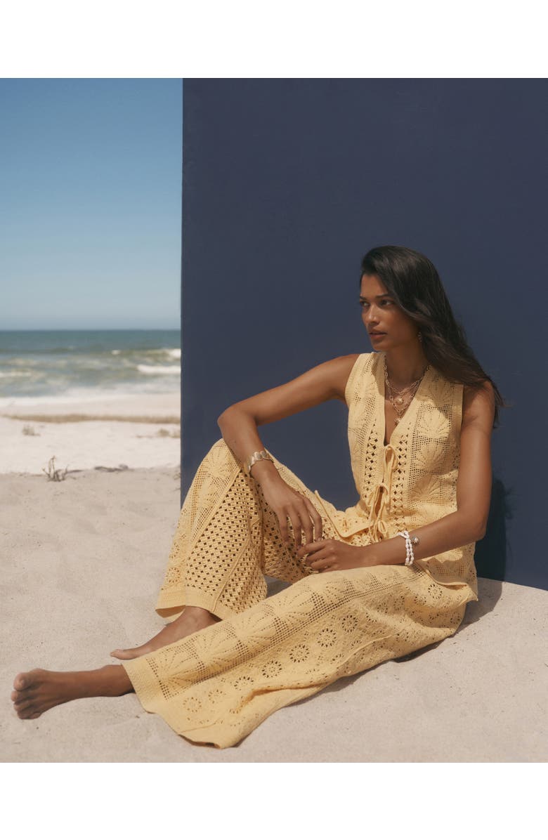 MINT VELVET Crochet Knit Trousers, Alternate, color, Yellow