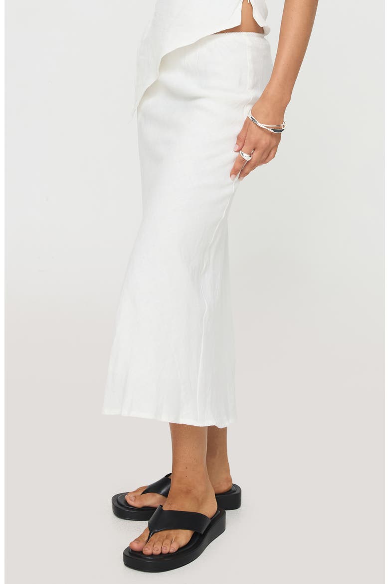Ermias Linen Blend Midi Skirt, Alternate, color, WHITE