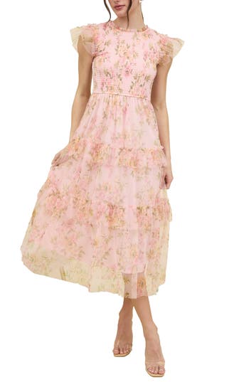 BLU PEPPER BLU PEPPER FLORAL SMOCKED MAXI DRESS 