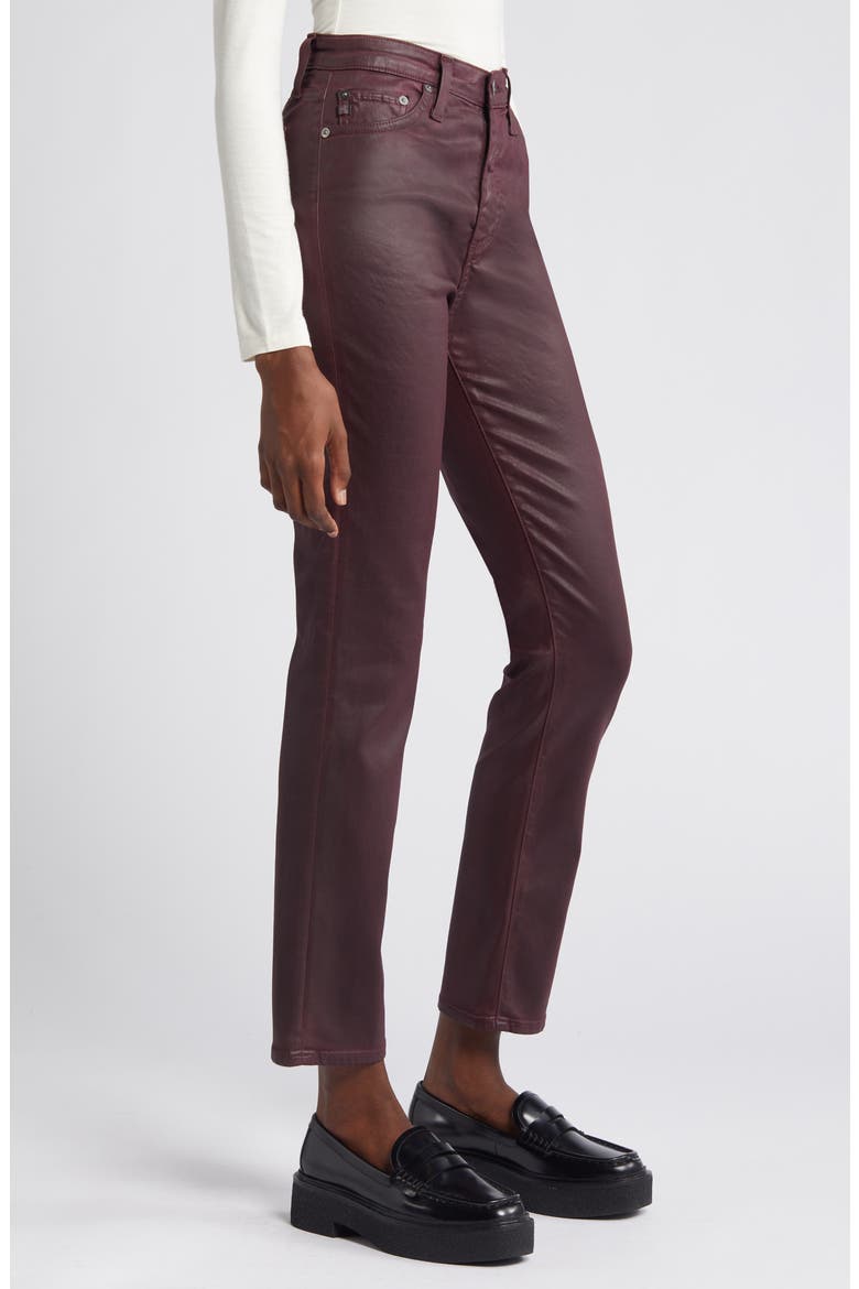Mari Faux Leather Slim Straight Leg Jeans, Alternate, color, LTT LT PINOT NOIR