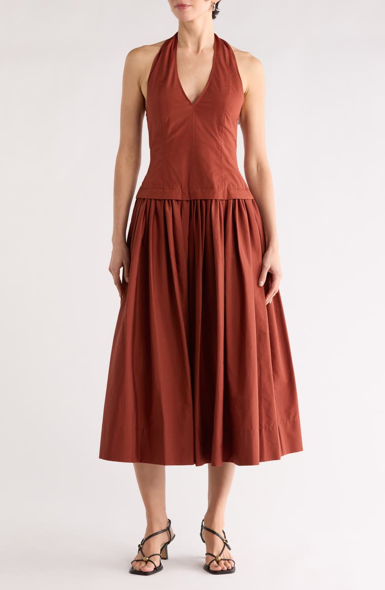 A.L.C. Nora Halter Dress, Main, color, Dark Bosco