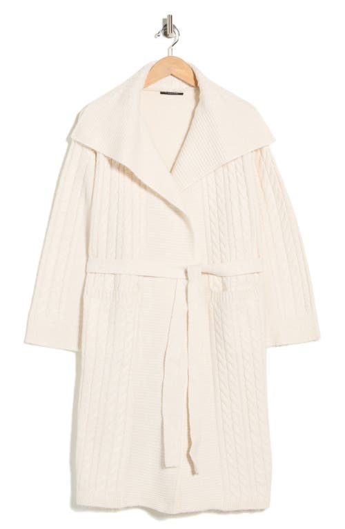 T Tahari Braided Cable Duster Cardigan In White