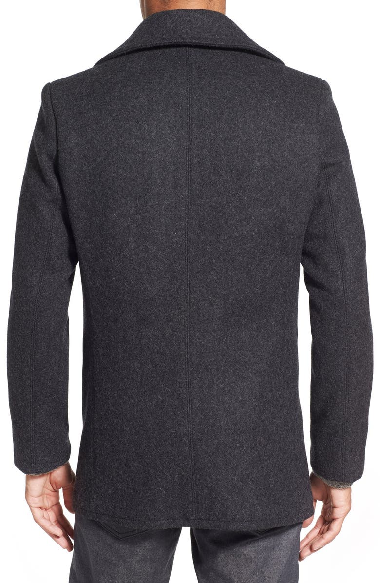Schott NYC Slim Fit Wool Blend Peacoat, Alternate, color, Dark Oxford Grey