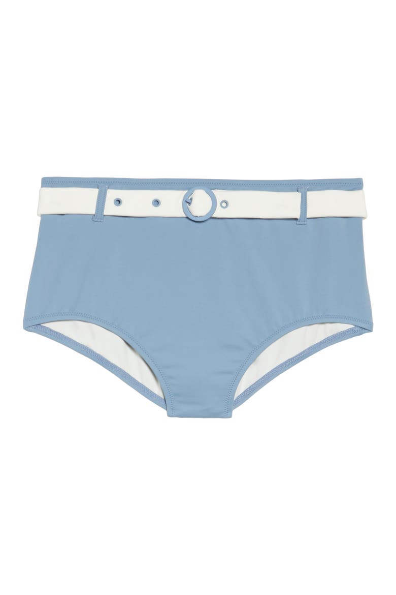 The Quinn Belted High Waist Bikini Bottoms, Alternate, color, ICE